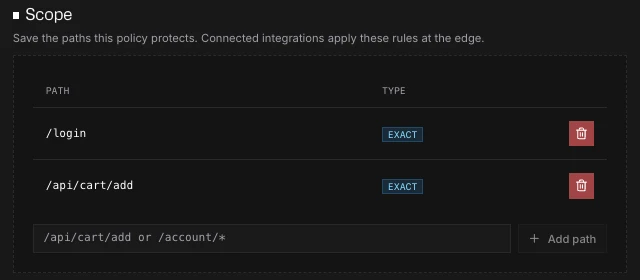 Configure Policy Scope section with enforced paths