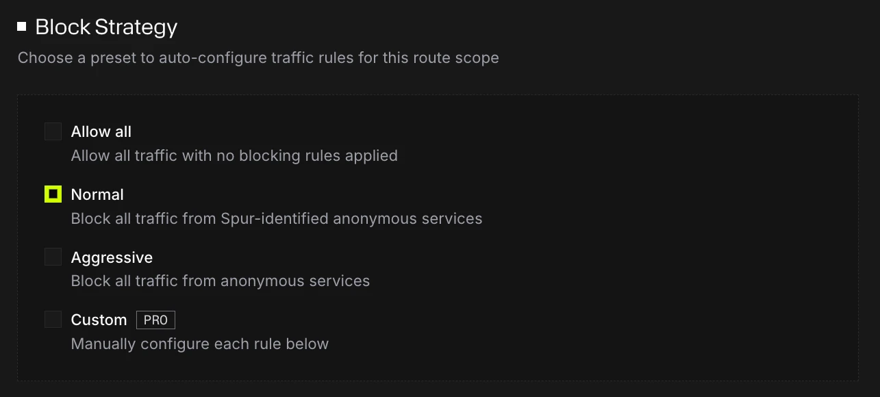 Block Strategy with Normal selected